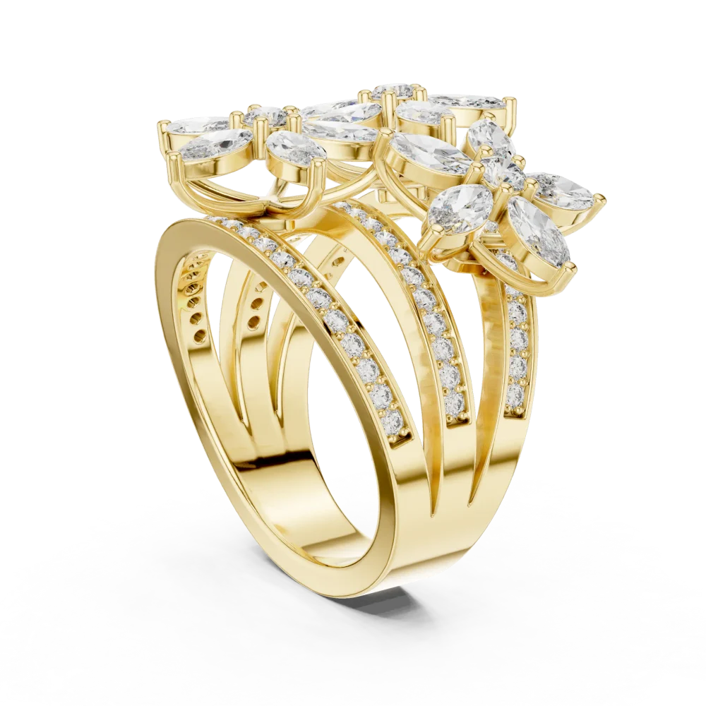 Luminary Marquise and Round Pavé-Set Cocktail Ring - Image 3