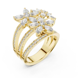 Luminary Marquise and Round Pavé-Set Cocktail Ring