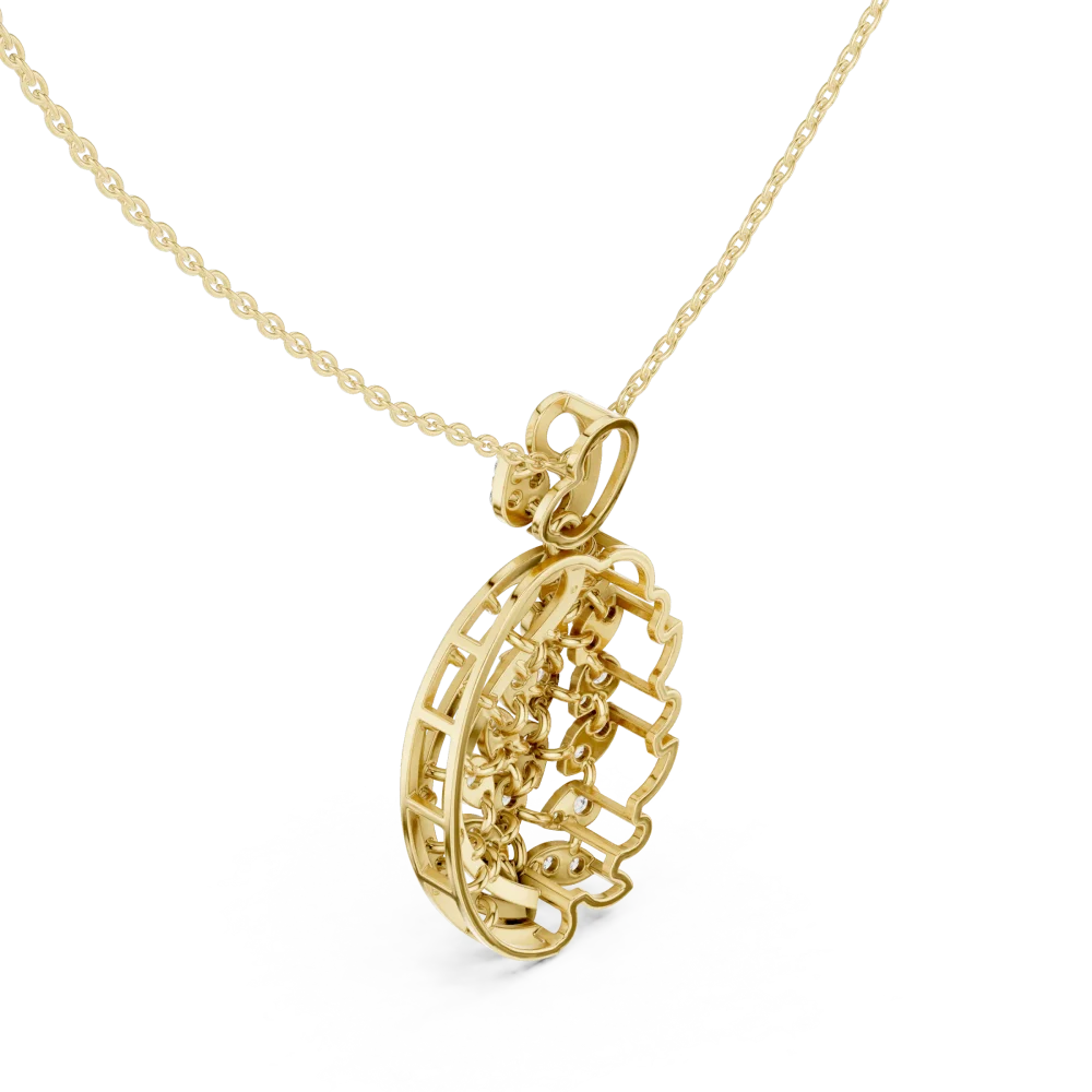 Experience modern brilliance with this architectural DIAMEUR diamond pendant. Expertly handcrafted, it delivers unmatched fire. Shop the luxury.
