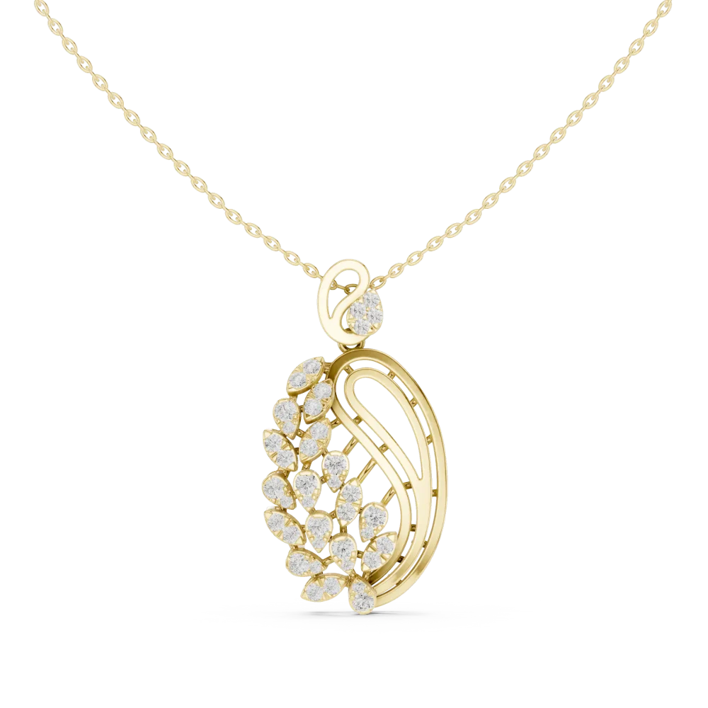 Experience modern brilliance with this architectural DIAMEUR diamond pendant. Expertly handcrafted, it delivers unmatched fire. Shop the luxury.