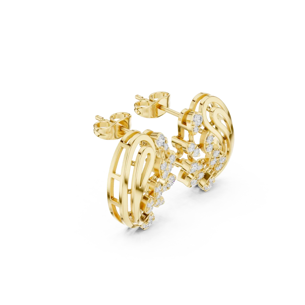 Discover the brilliance of these sculptural stud earrings, featuring premium DIAMEUR diamonds in a modern pavé-set design. Shop this luxury pair today.