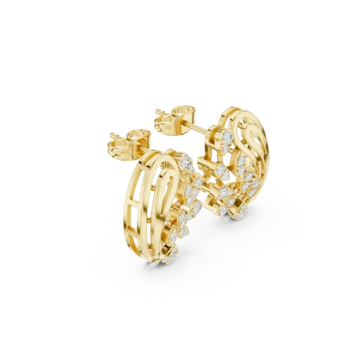 Ethereal Luminary Round Brilliant Pavé-Set Stud Earrings