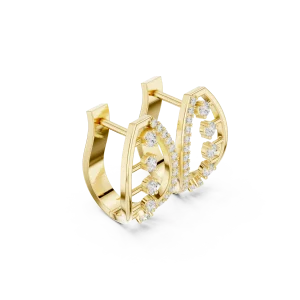 Architectural Symmetry Round Brilliant Pavé-Set Stud Earrings