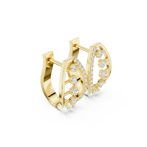Architectural Symmetry Round Brilliant Pavé-Set Stud Earrings