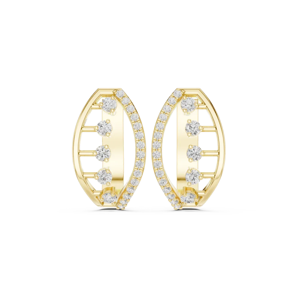 Architectural Symmetry Round Brilliant Pavé-Set Stud Earrings - Image 2