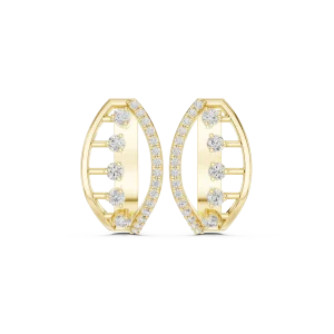 Architectural Symmetry Round Brilliant Pavé-Set Stud Earrings - Image 2