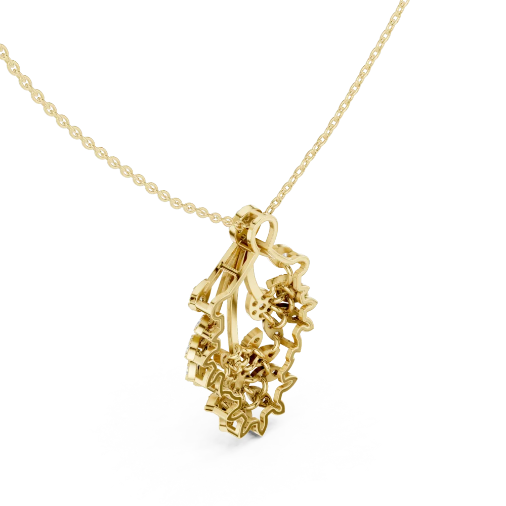 Radiate elegance with this architectural pendant featuring brilliant DIAMEUR diamonds. A modern classic for any collection. Shop this luxury piece now.