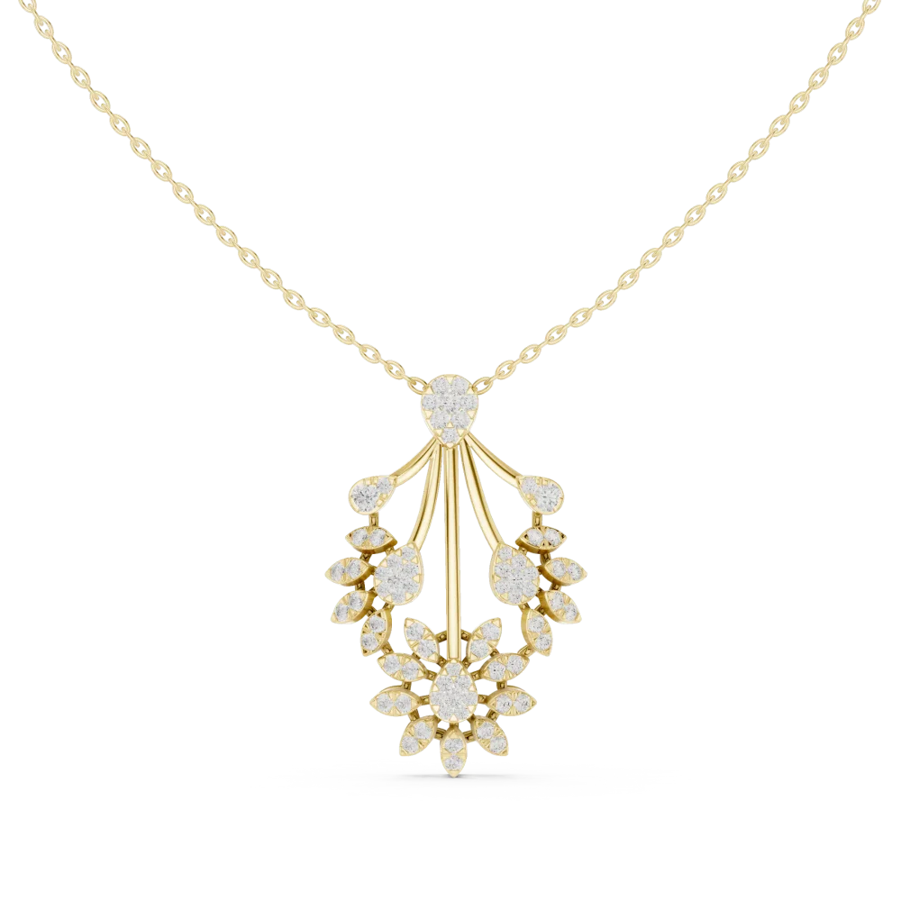 Radiate elegance with this architectural pendant featuring brilliant DIAMEUR diamonds. A modern classic for any collection. Shop this luxury piece now.