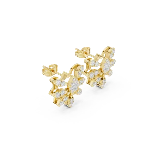 Ethereal Luminary Round Pavé-Set Architectural Stud Earrings