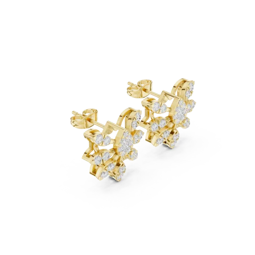 Ethereal Luminary Round Pavé-Set Architectural Stud Earrings