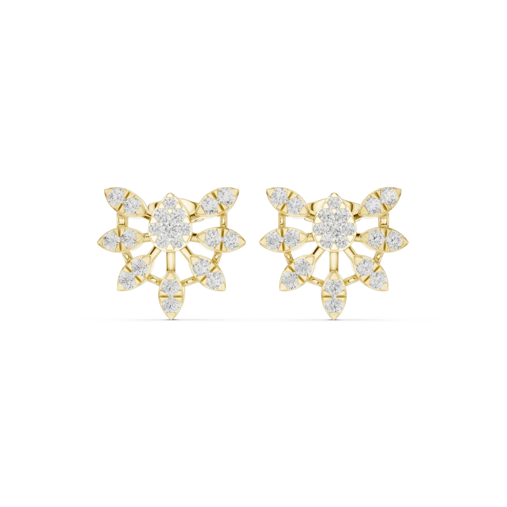 Ethereal Luminary Round Pavé-Set Architectural Stud Earrings - Image 2