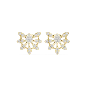 Ethereal Luminary Round Pavé-Set Architectural Stud Earrings - Image 2