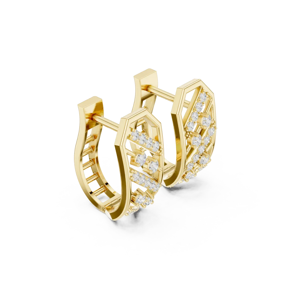 Discover the brilliance of our geometric pavé-set hoop earrings, featuring radiant DIAMEUR lab-grown diamonds. Elevate your style and shop online today.