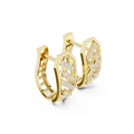 Architectural Geometric Pavé-Set Round Brilliant Hoop Earrings