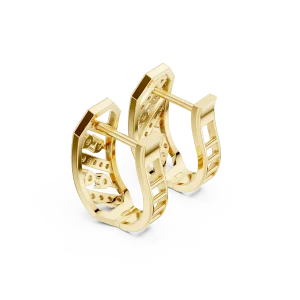 Architectural Geometric Pavé-Set Round Brilliant Hoop Earrings - Image 3