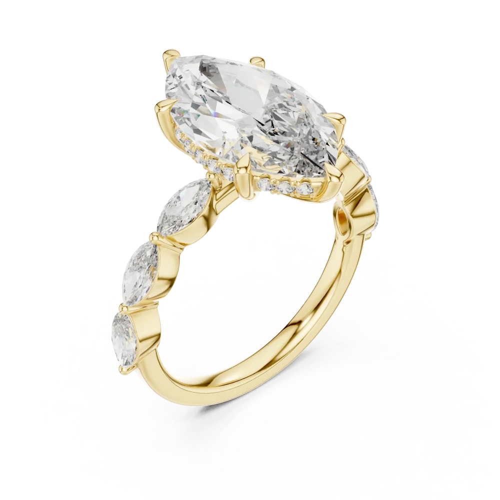 Discover the elegance of our Marquise Solitaire Engagement Ring. Featuring exquisite DIAMEUR lab-grown diamonds, this ring is a true modern classic. Shop now!