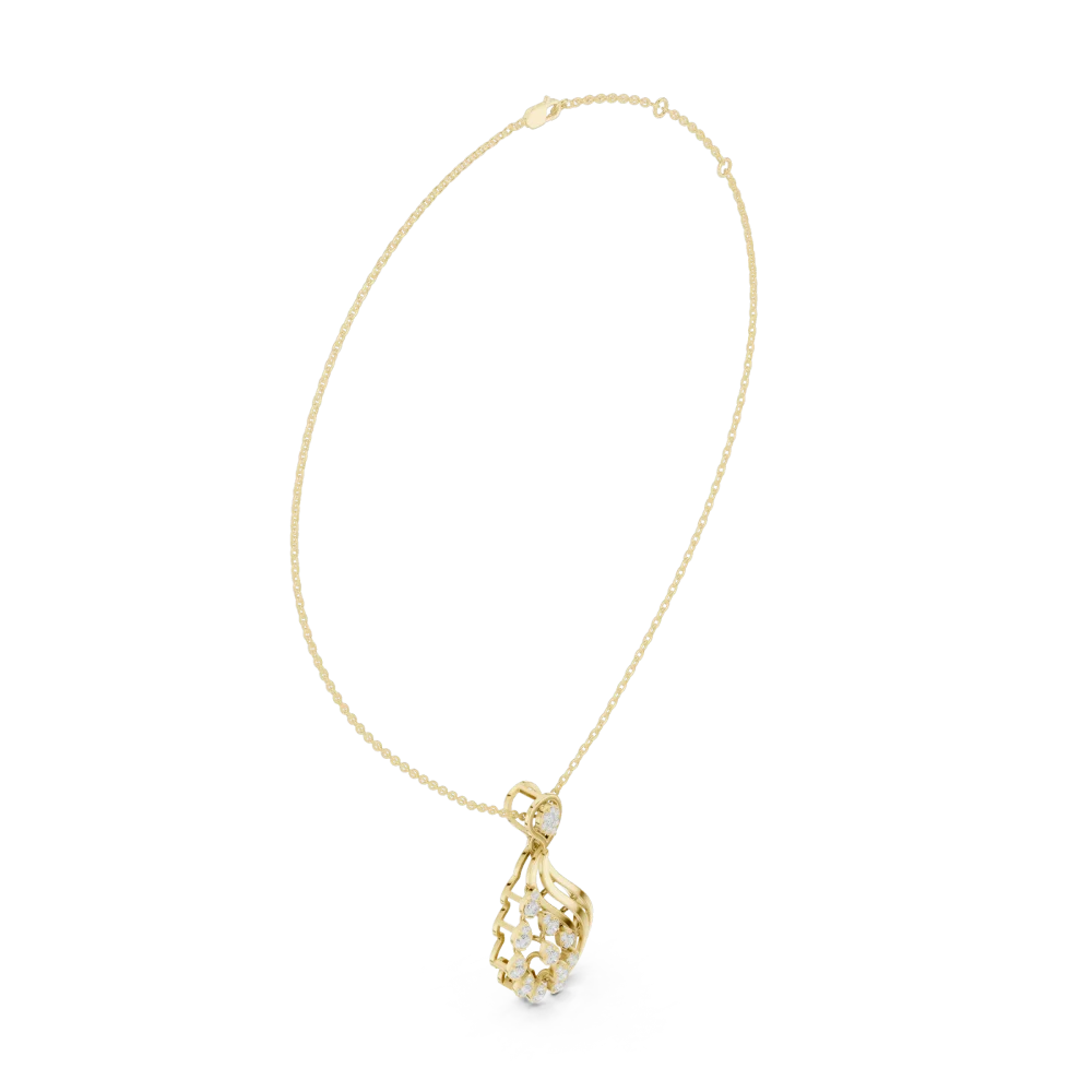 Ethereal Fluidity Round Brilliant Pavé-Set Modern Pendant - Image 2