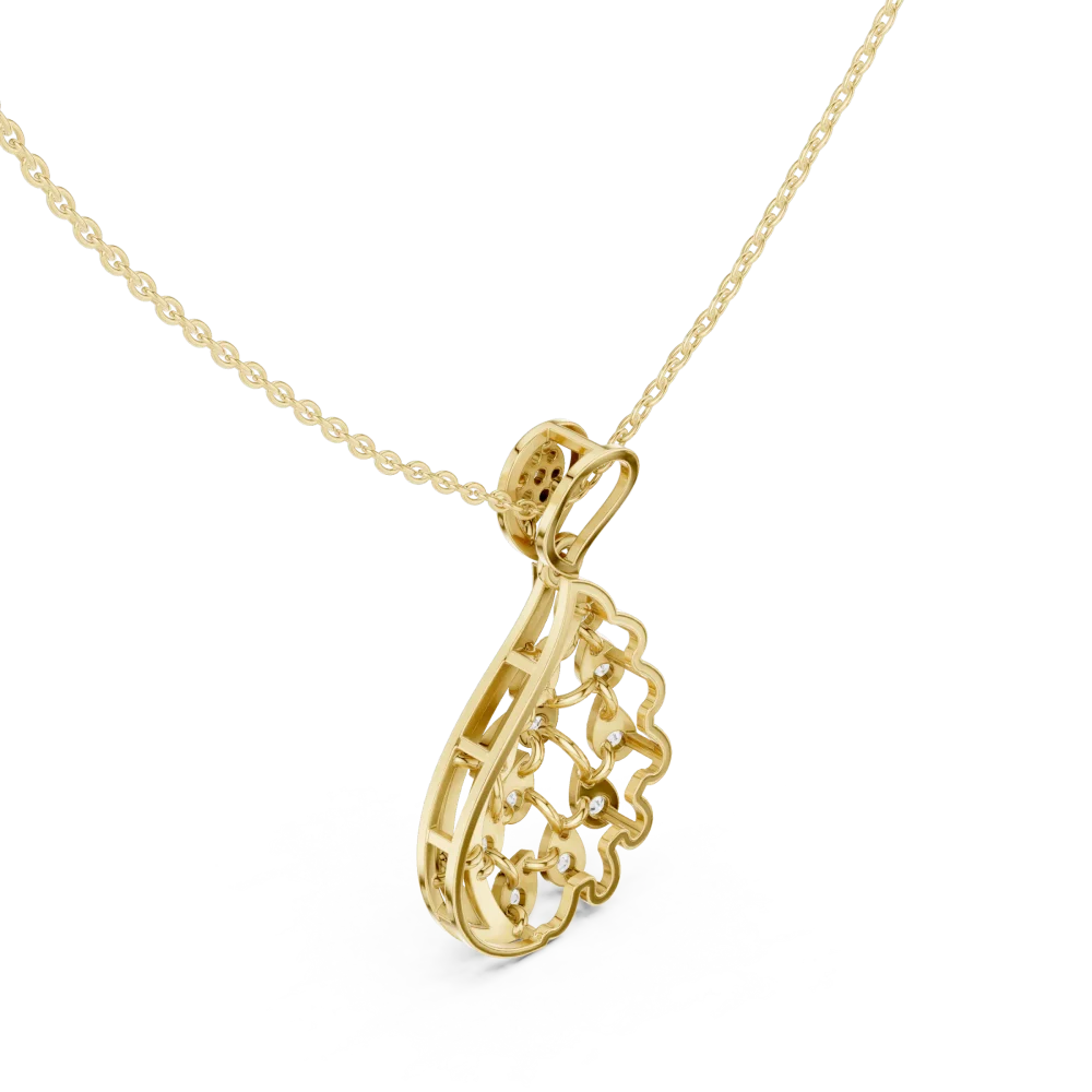 Ethereal Fluidity Round Brilliant Pavé-Set Modern Pendant - Image 3