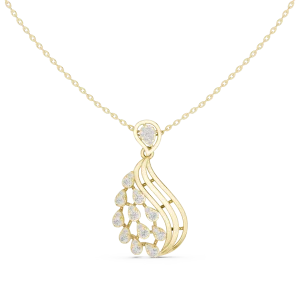 Ethereal Fluidity Round Brilliant Pavé-Set Modern Pendant