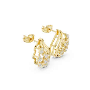 Fluid Silhouette Round Brilliant Pavé-Set Stud Earrings