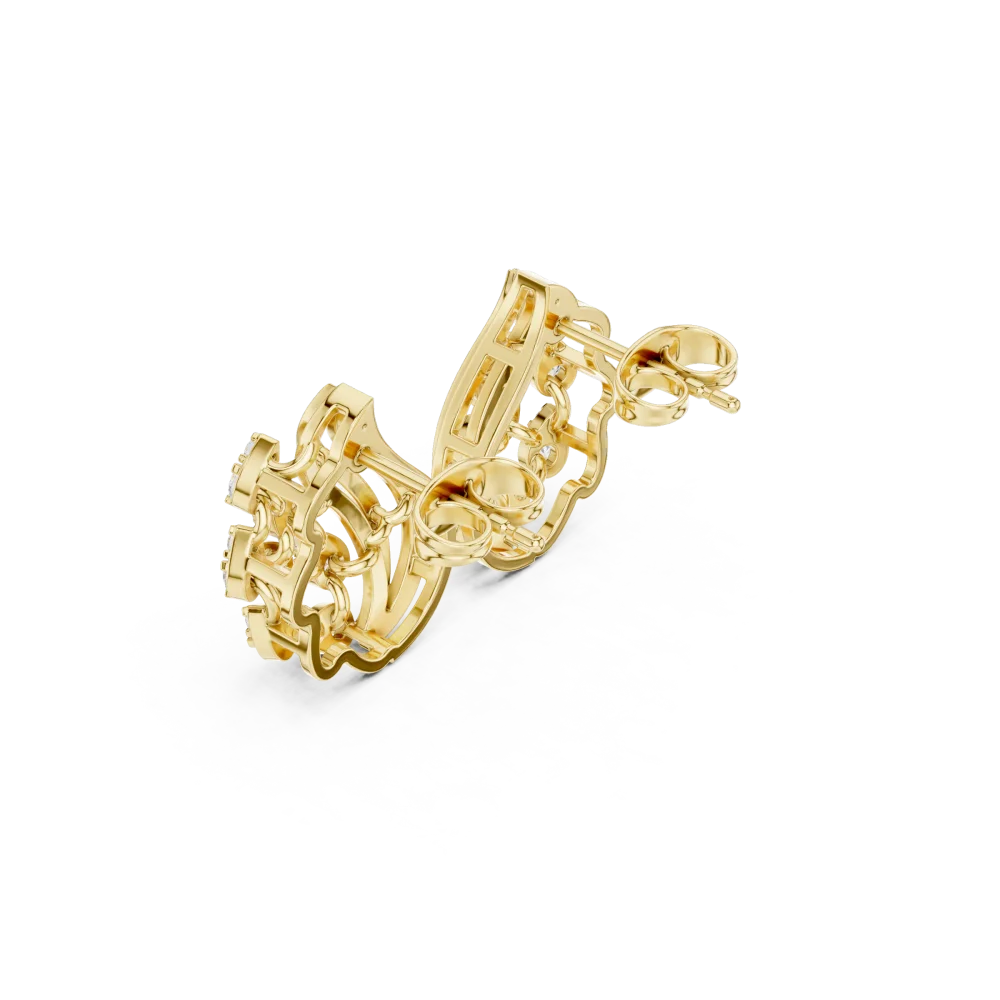 Fluid Silhouette Round Brilliant Pavé-Set Stud Earrings - Image 3