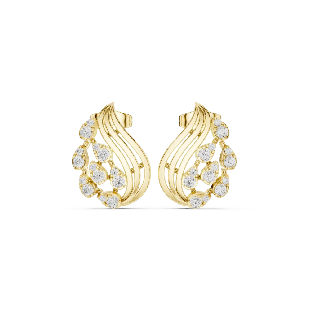 Fluid Silhouette Round Brilliant Pavé-Set Stud Earrings - Image 2
