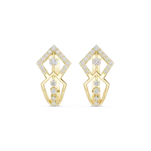 Geometric Symmetry Round Brilliant Pavé-Set Stud Earrings - Image 2