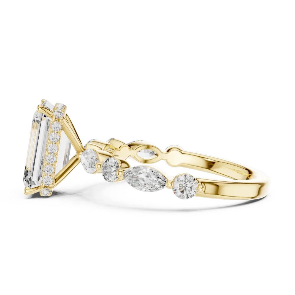 Luminary Emerald Cut Marquise Accented Solitaire Ring - Image 4