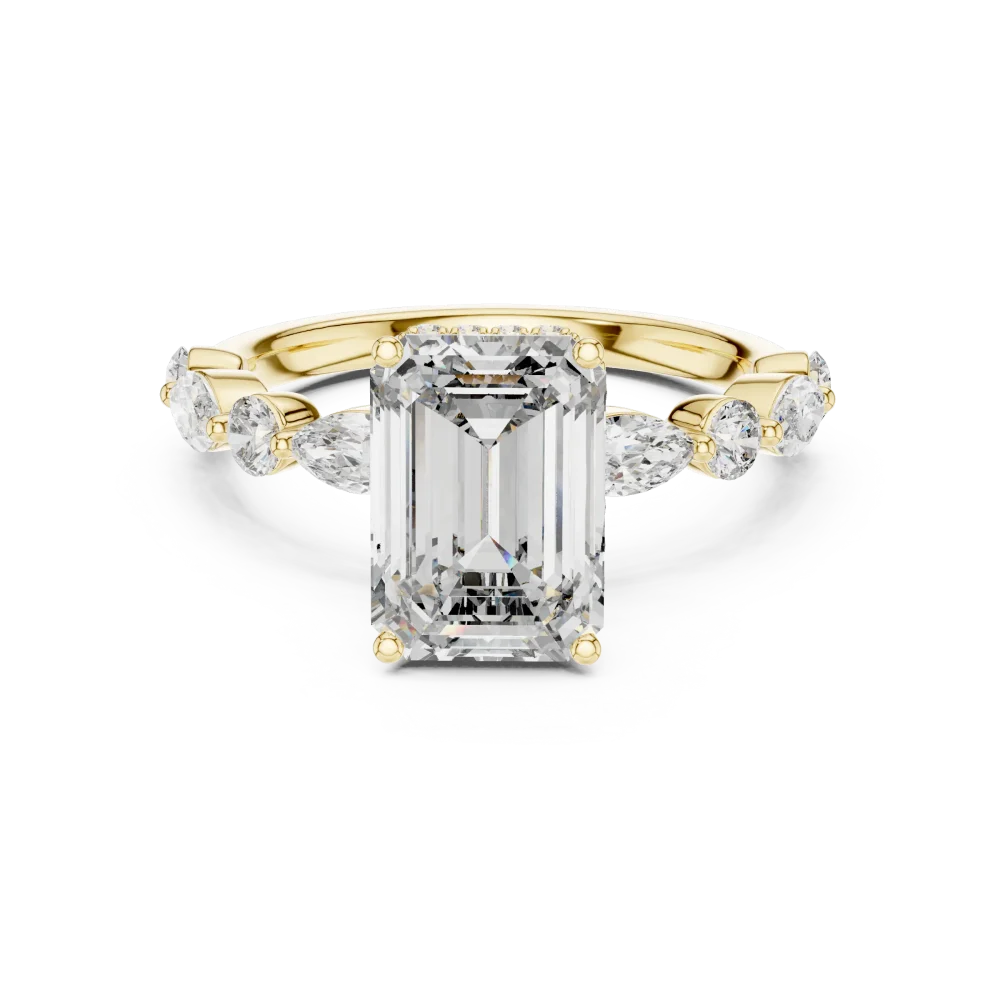 Luminary Emerald Cut Marquise Accented Solitaire Ring - Image 2