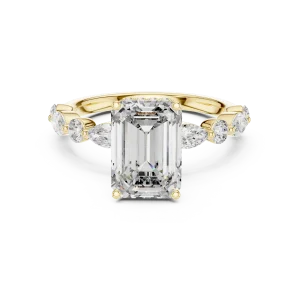 Luminary Emerald Cut Marquise Accented Solitaire Ring - Image 2