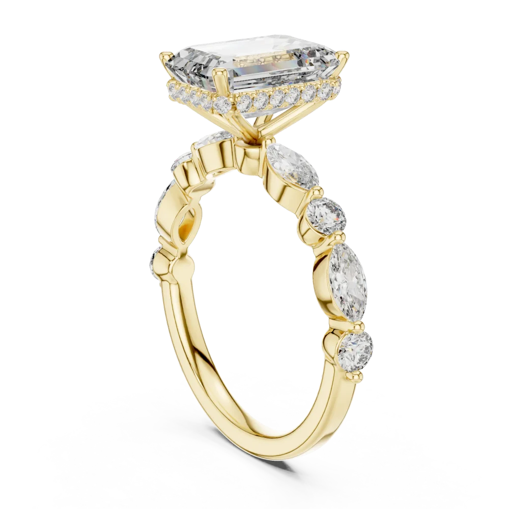 Luminary Emerald Cut Marquise Accented Solitaire Ring - Image 3