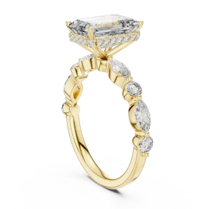 Luminary Emerald Cut Marquise Accented Solitaire Ring - Image 3