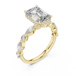 Luminary Emerald Cut Marquise Accented Solitaire Ring