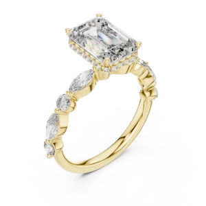 Luminary Emerald Cut Marquise Accented Solitaire Ring