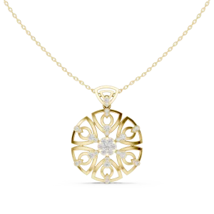 Luminary Round Brilliant Geometric Floral Statement Pendant