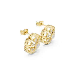 Geometric Radiance Round Brilliant Architectural Stud Earrings