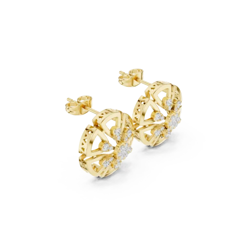 Geometric Radiance Round Brilliant Architectural Stud Earrings