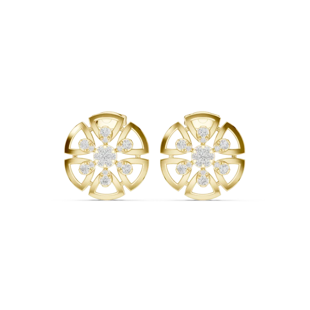 Geometric Radiance Round Brilliant Architectural Stud Earrings - Image 2
