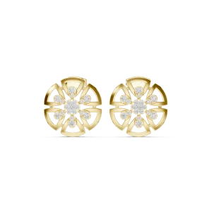 Geometric Radiance Round Brilliant Architectural Stud Earrings - Image 2