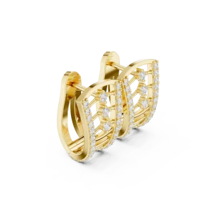 Symmetry Architectural Pavé-Set Round Brilliant Hoop Earrings