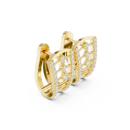 Symmetry Architectural Pavé-Set Round Brilliant Hoop Earrings