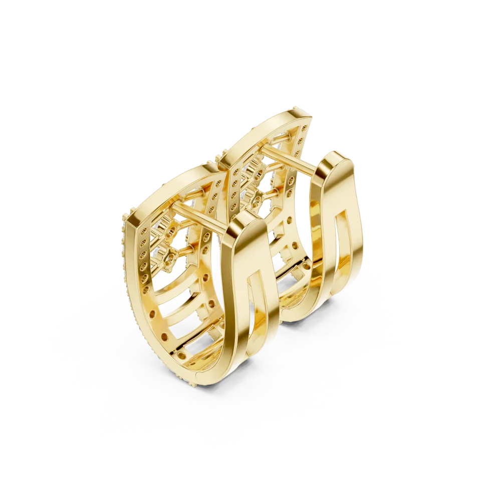 Symmetry Architectural Pavé-Set Round Brilliant Hoop Earrings - Image 3