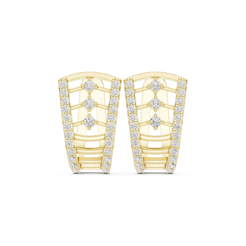 Symmetry Architectural Pavé-Set Round Brilliant Hoop Earrings - Image 2