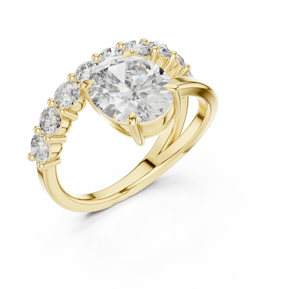 Experience radiant elegance with this oval DIAMEUR solitaire ring, featuring brilliant pavé accents. Shop this modern luxury classic today.