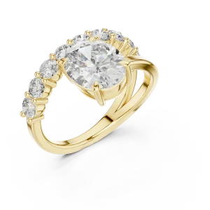 Ethereal Oval Luminary Pavé-Set Solitaire Ring