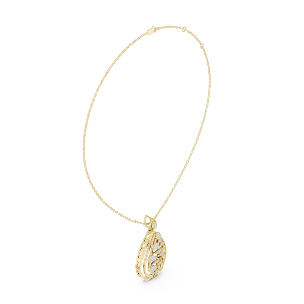 Luminary Round Pavé-Set Teardrop Silhouette Pendant - Image 2