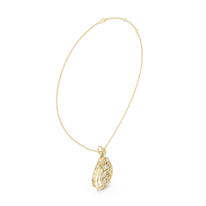 Luminary Round Pavé-Set Teardrop Silhouette Pendant - Image 2