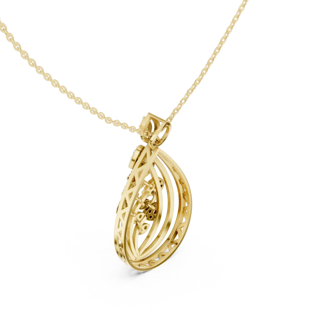 Luminary Round Pavé-Set Teardrop Silhouette Pendant - Image 3