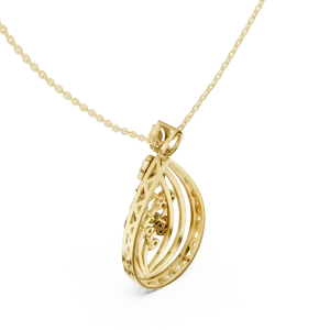 Luminary Round Pavé-Set Teardrop Silhouette Pendant - Image 3