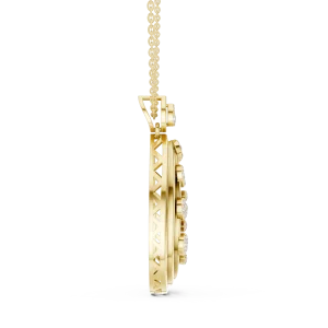 Luminary Round Pavé-Set Teardrop Silhouette Pendant - Image 4